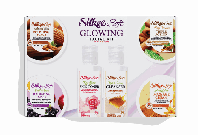Silkee Soft 6-Step Glowing Facial Kit box with all six products