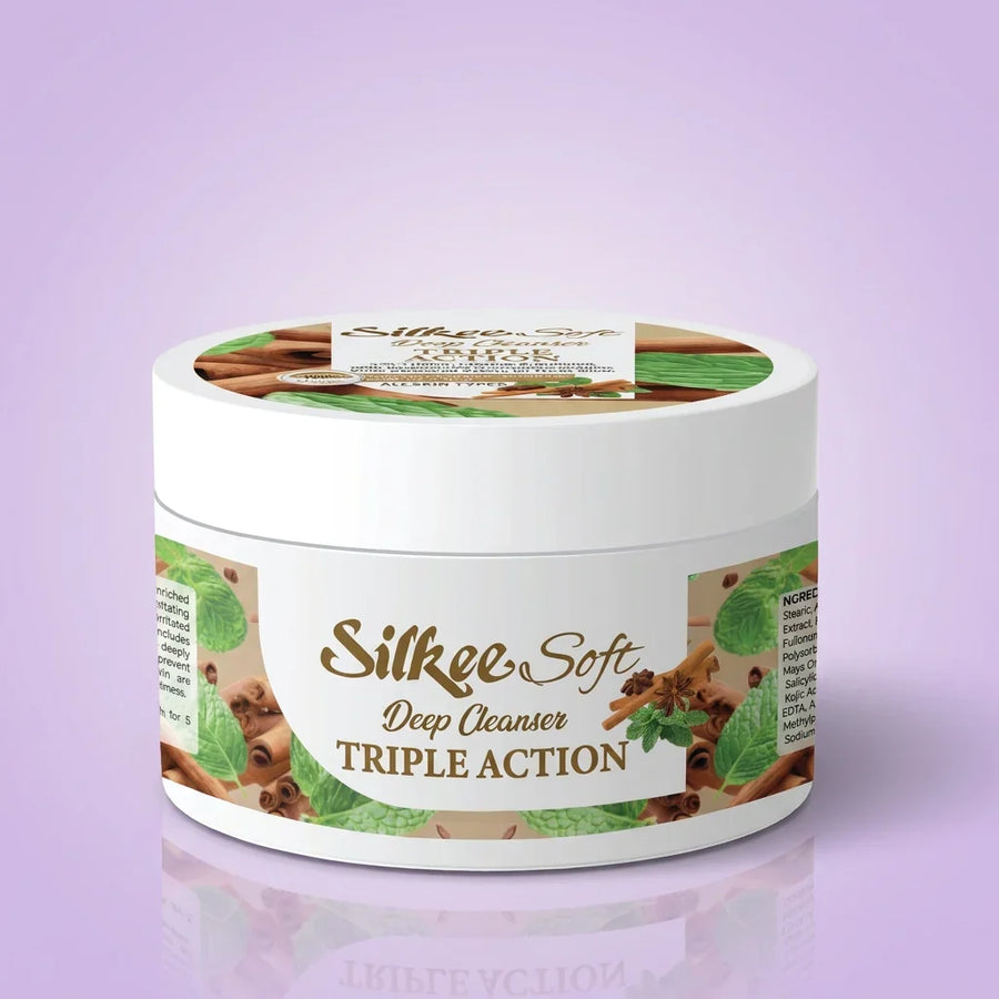 Silkee Soft Deep Cleanser Triple Action jar — clay and camphor deep face cleanser, Pakistan