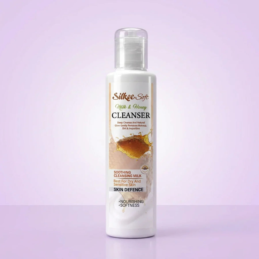 Silkee Soft Milk & Honey Cleanser bottle — gentle cleansing milk and makeup remover, Pakistan