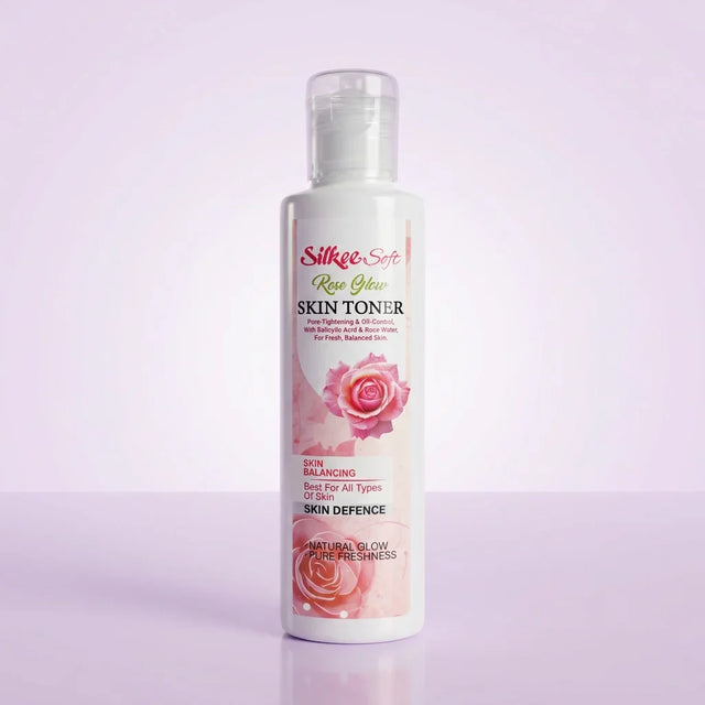 Silkee Soft Rose Glow Skin Toner bottle — rose water and salicylic acid face toner, Pakistan