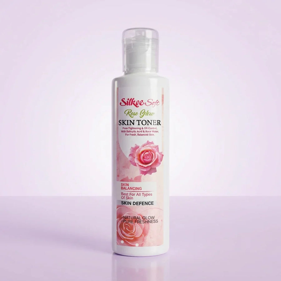 Silkee Soft Rose Glow Skin Toner bottle — rose water and salicylic acid face toner, Pakistan