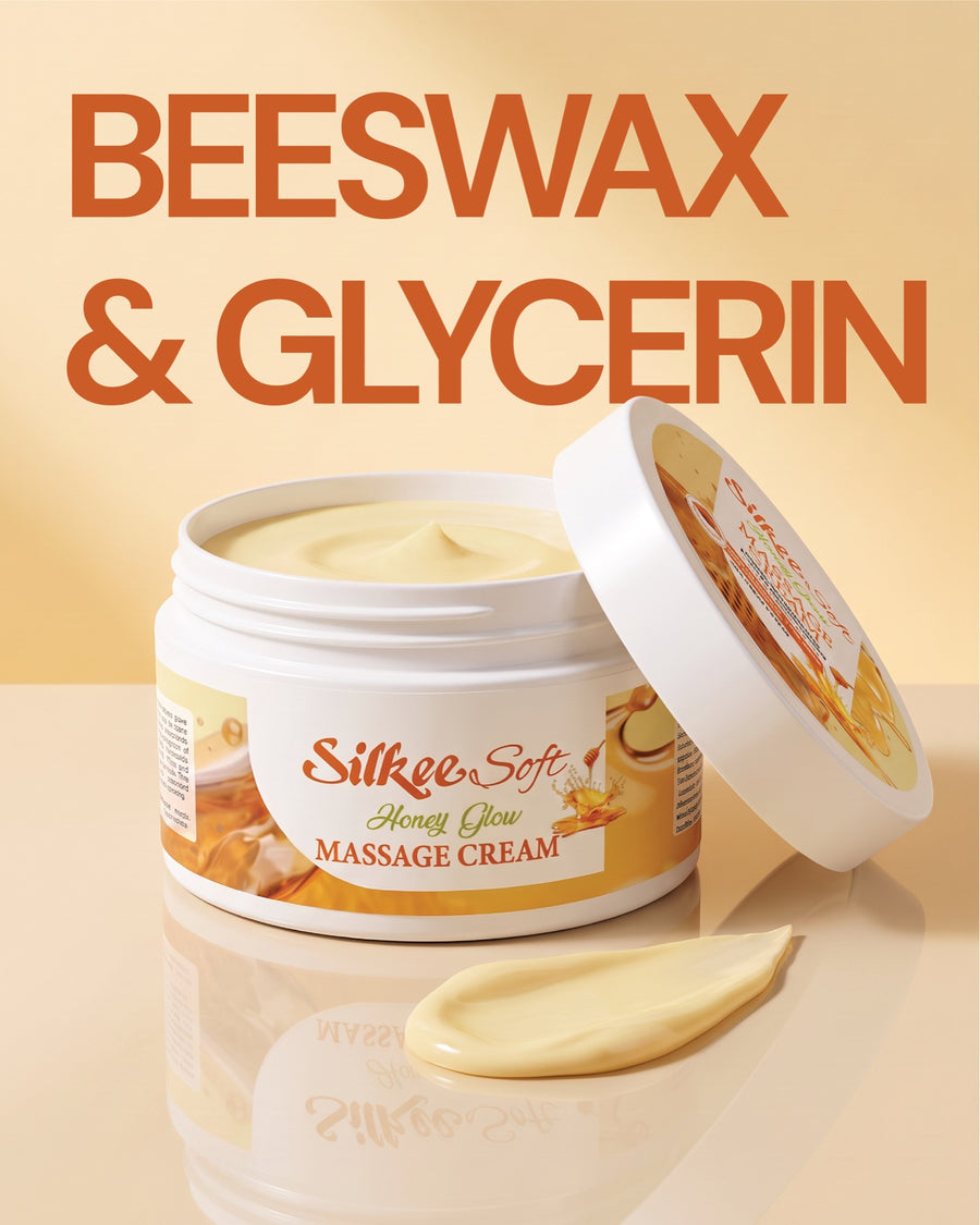 Silkee Soft Honey Glow Massage Cream — made with beeswax and glycerin